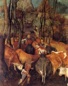 1565-Pieter-Bruegel-the-Elder-The-Re-entry-of-the-Herds-autumn-Detail-the-herd